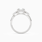 Round Kite Side Three Stone Small Sides in Platinum side profile