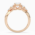 Oval Willow Composite Three Stone in 14K Rose Gold side profile