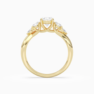 Oval Willow Composite Three Stone in 14K Yellow Gold side profile