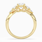 Oval Willow Composite Three Stone in 14K Yellow Gold side profile