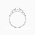 Emerald Classic Three Stone in 14K White Gold side profile