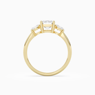 Emerald Classic Three Stone in 18K Yellow Gold side profile
