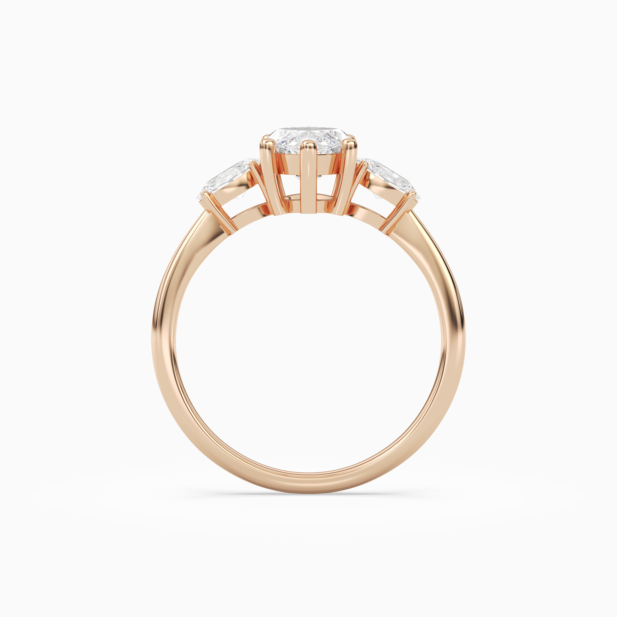Marquise Classic Three Stone in 14K Rose Gold side profile