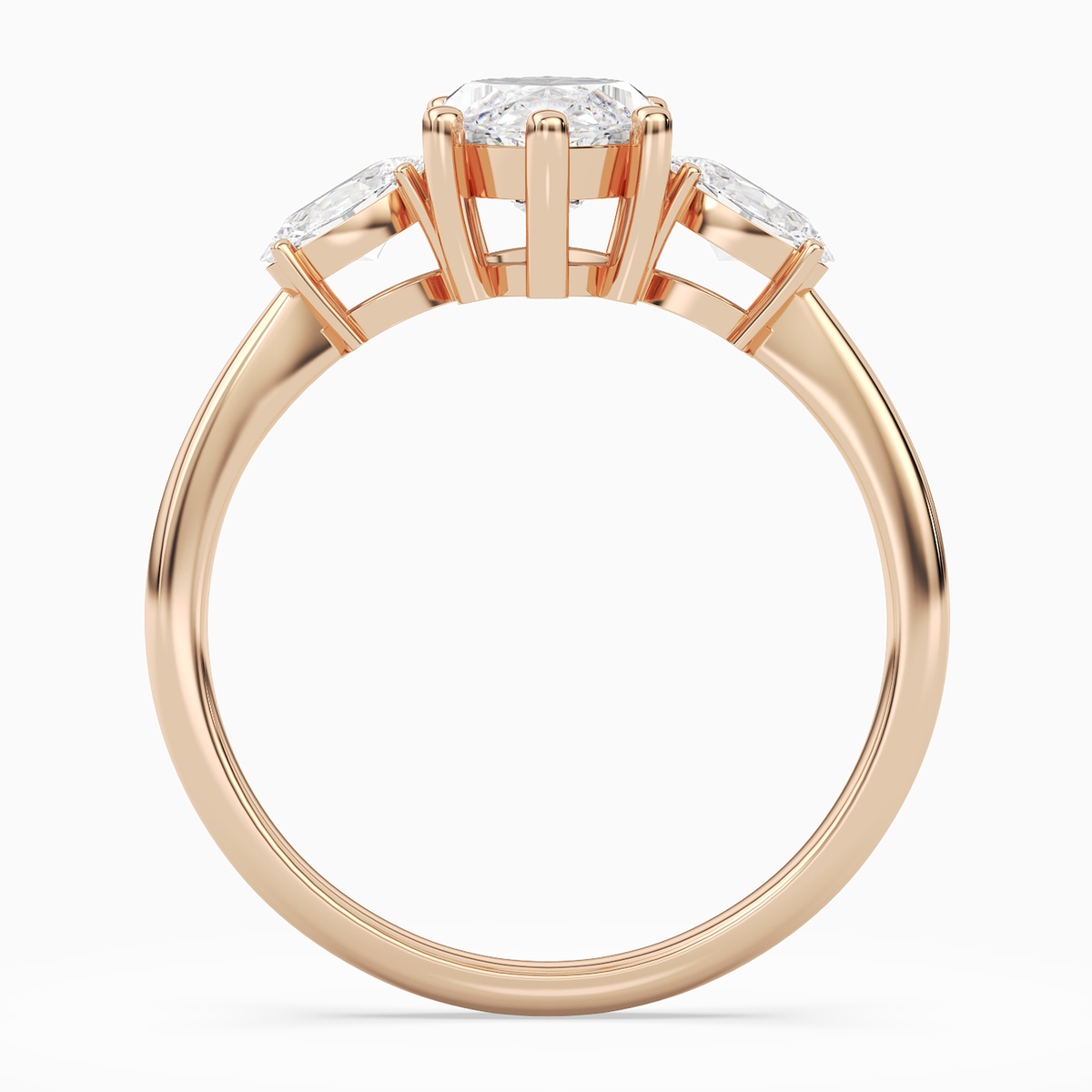 Marquise Classic Three Stone in 14K Rose Gold side profile