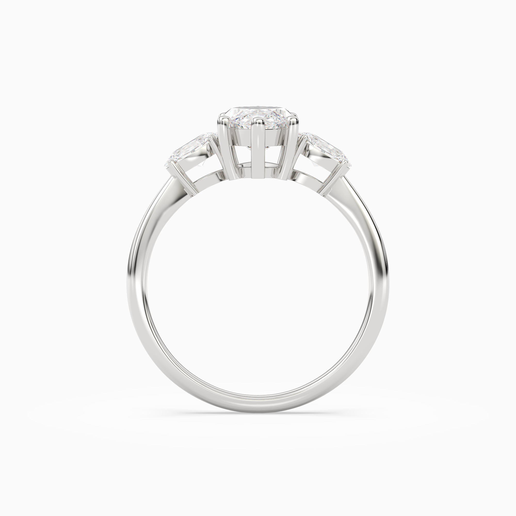 Marquise Classic Three Stone in 14K White Gold side profile