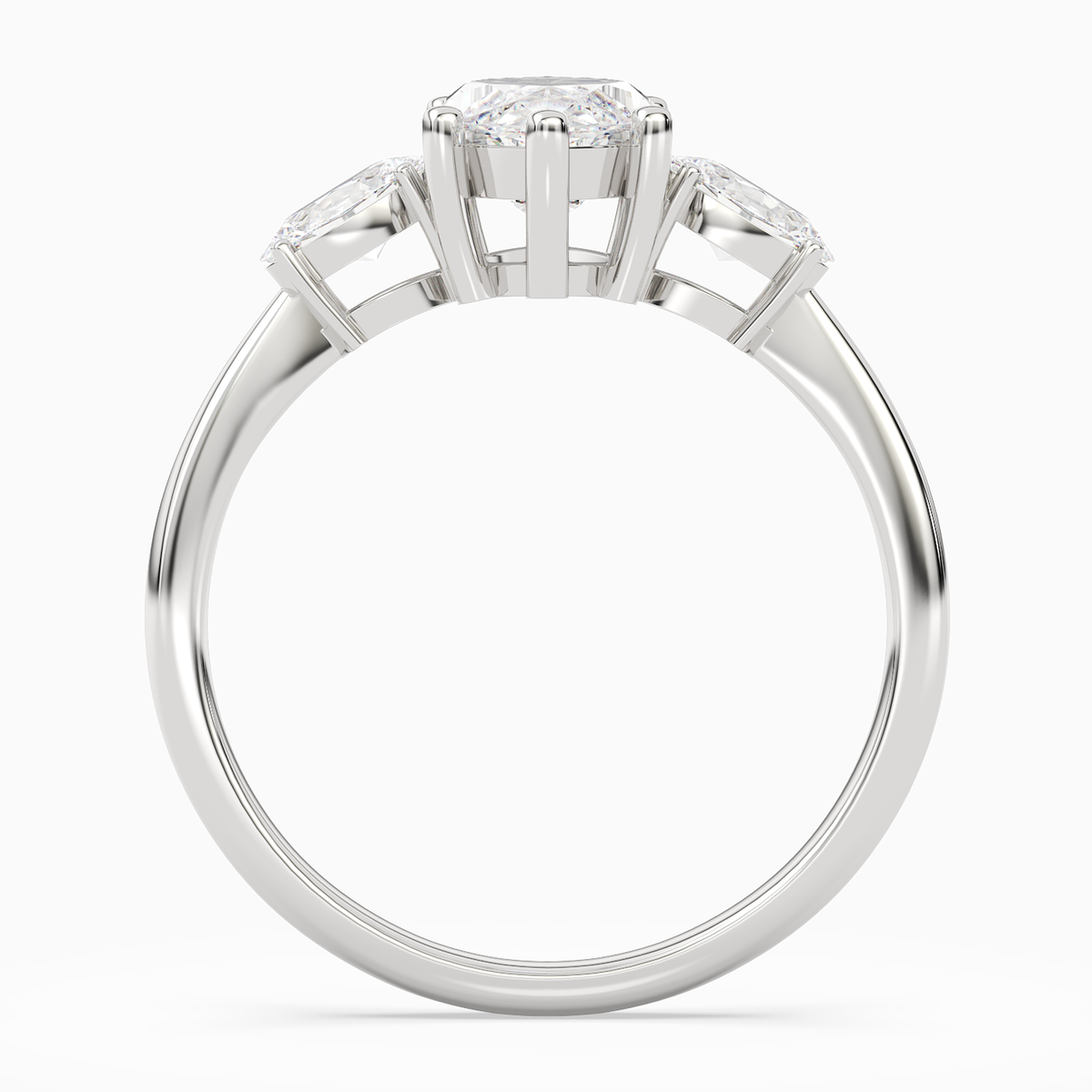 Marquise Classic Three Stone in 14K White Gold side profile