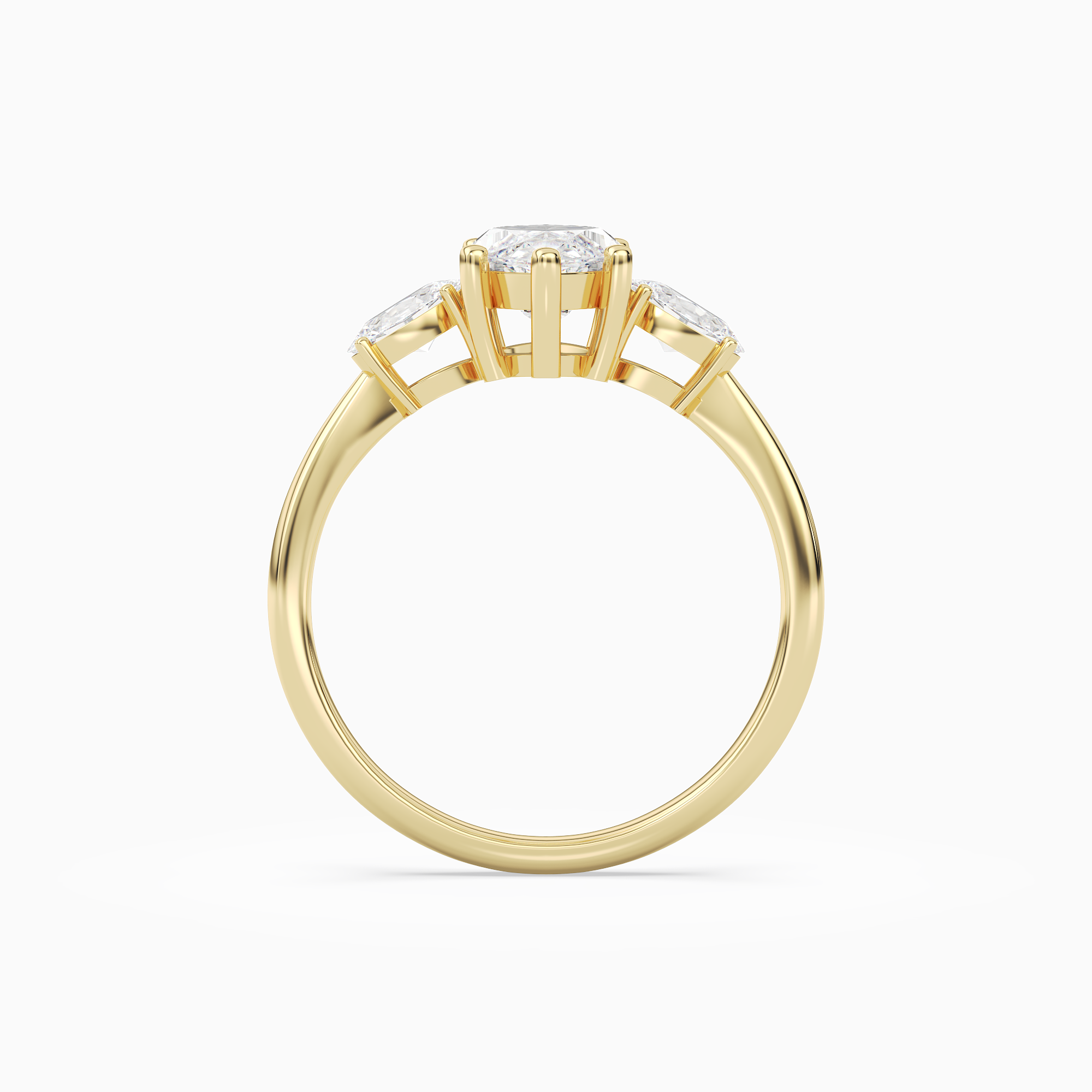 Marquise Classic Three Stone in 18K Yellow Gold side profile
