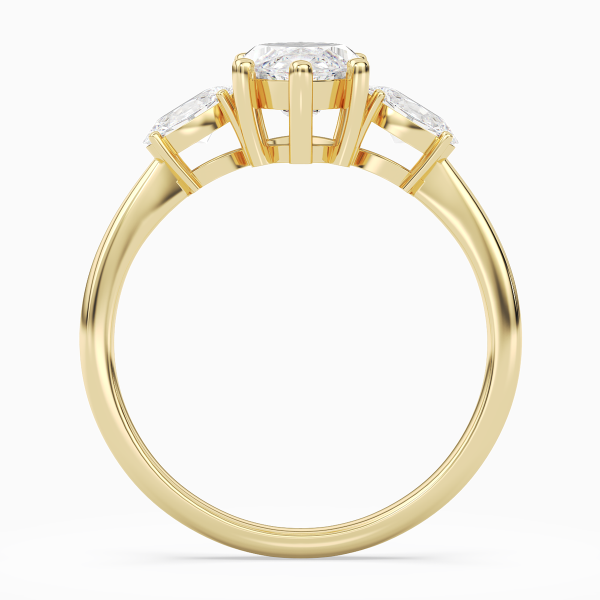 Marquise Classic Three Stone in 18K Yellow Gold side profile
