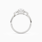 Oval Classic Three Stone in 18K White Gold side profile