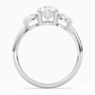 Oval Classic Three Stone in 18K White Gold side profile