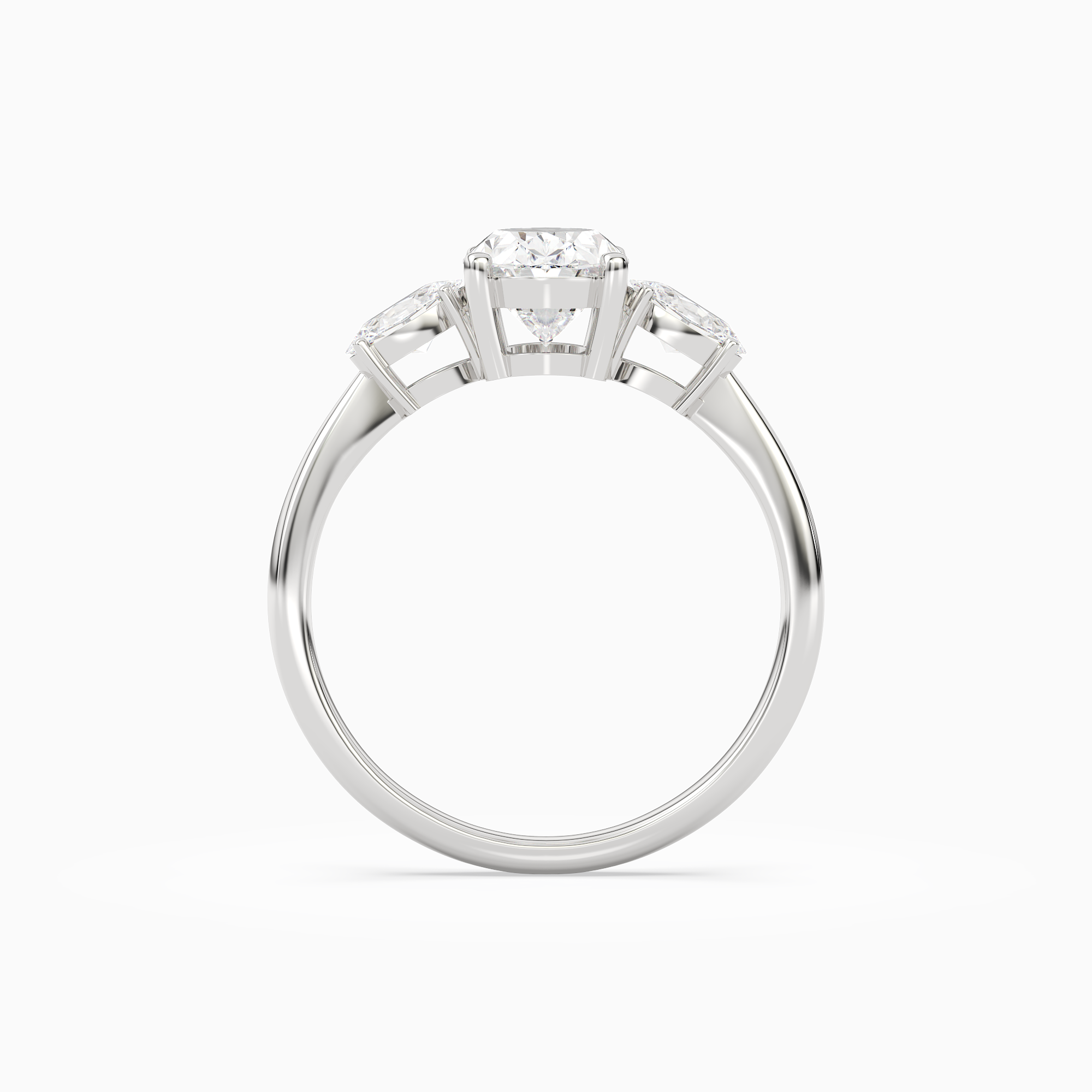 Oval Classic Three Stone in Platinum side profile