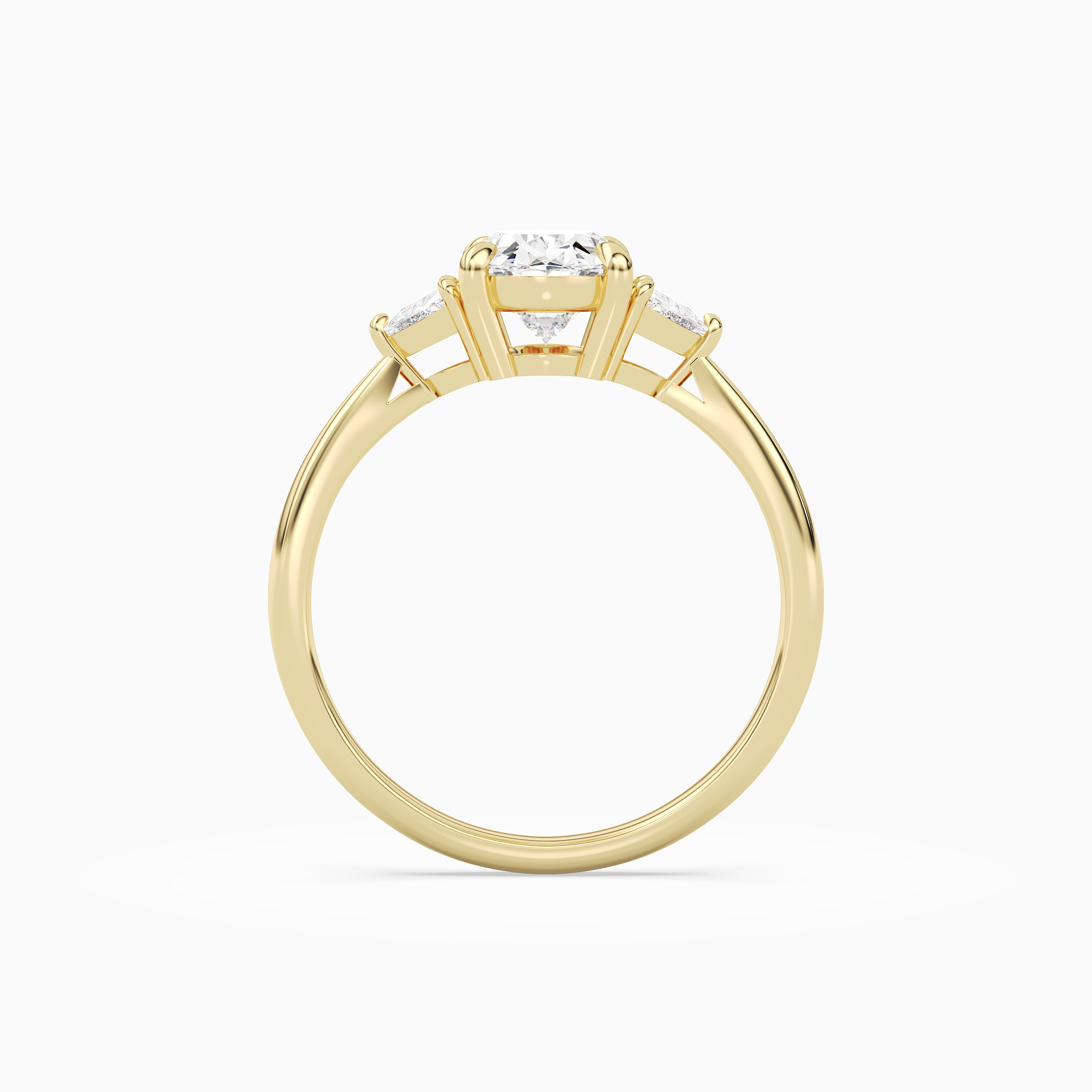 Oval Trillion Three Stone Large Sides in 18K Yellow Gold side profile
