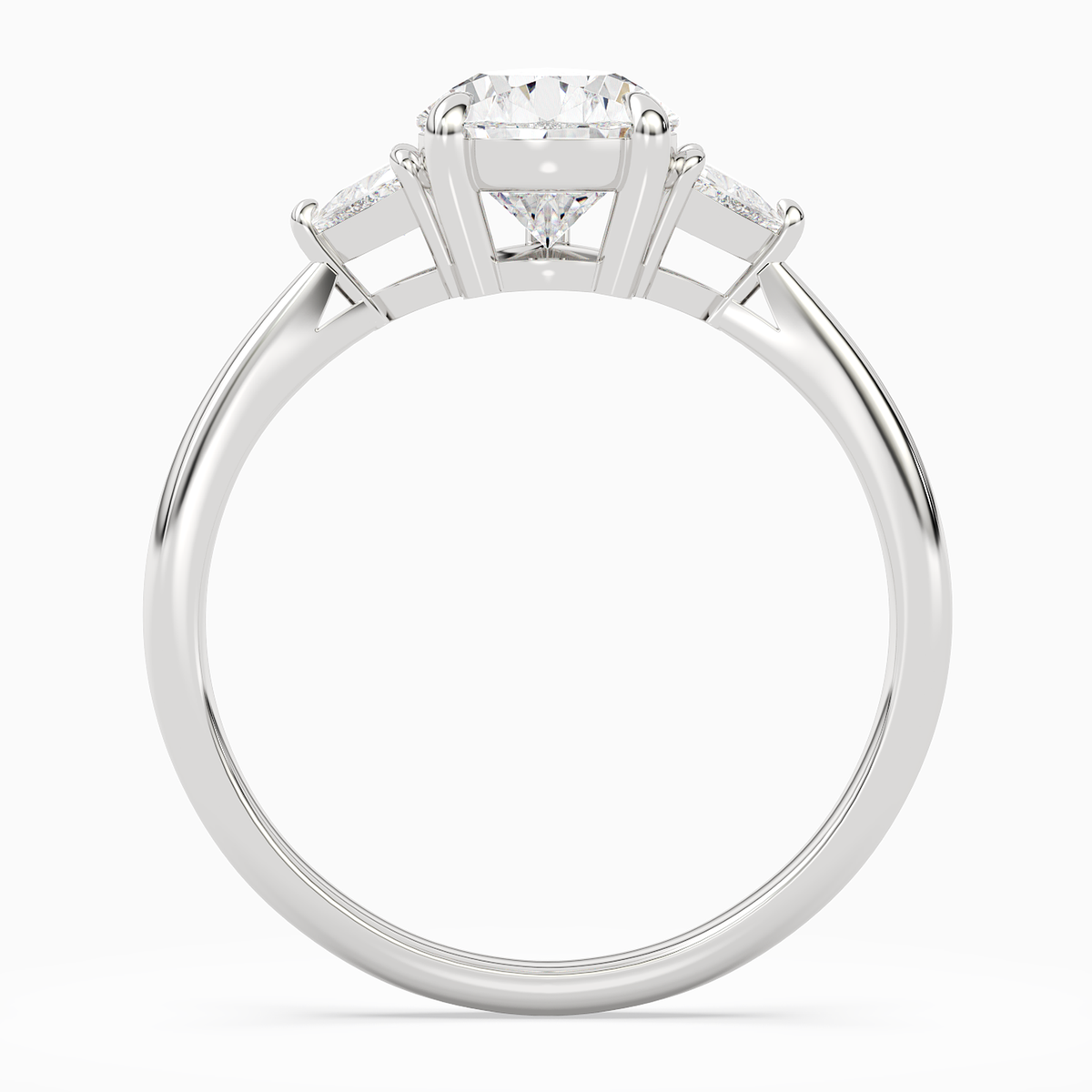 Pear Trillion Three Stone Large Sides in 14K White Gold side profile