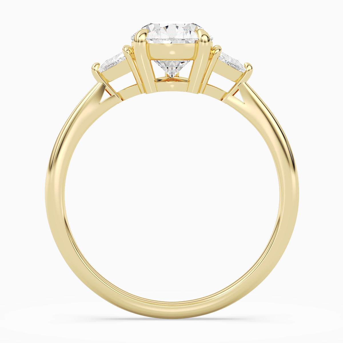 Pear Trillion Three Stone Large Sides in 18K Yellow Gold side profile