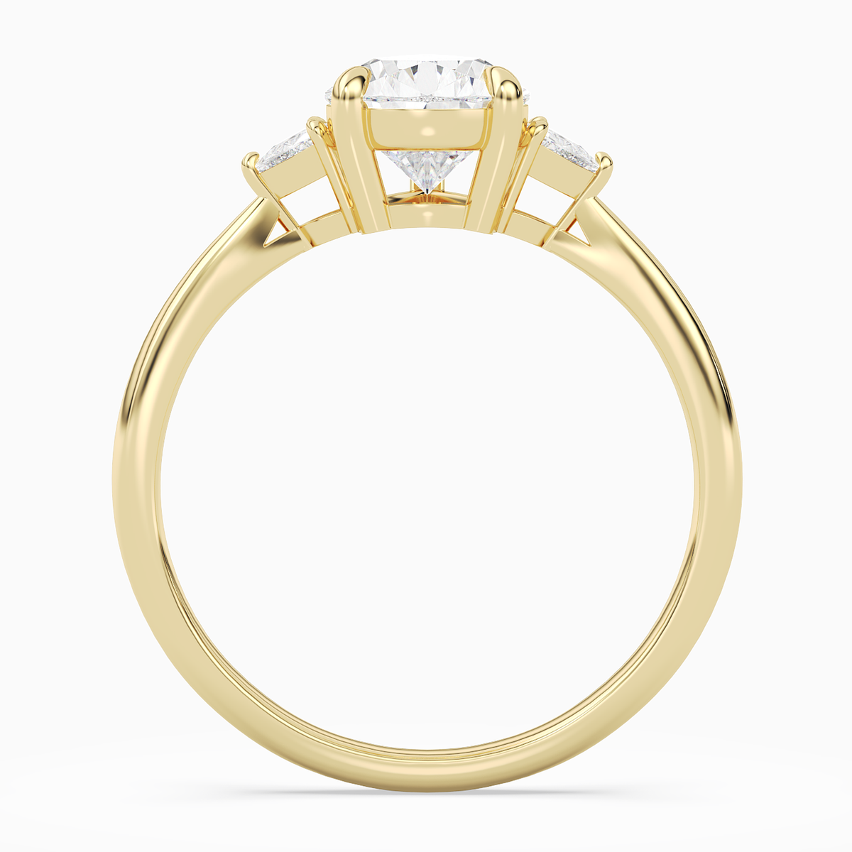 Pear Trillion Three Stone Small Sides in 14K Yellow Gold side profile