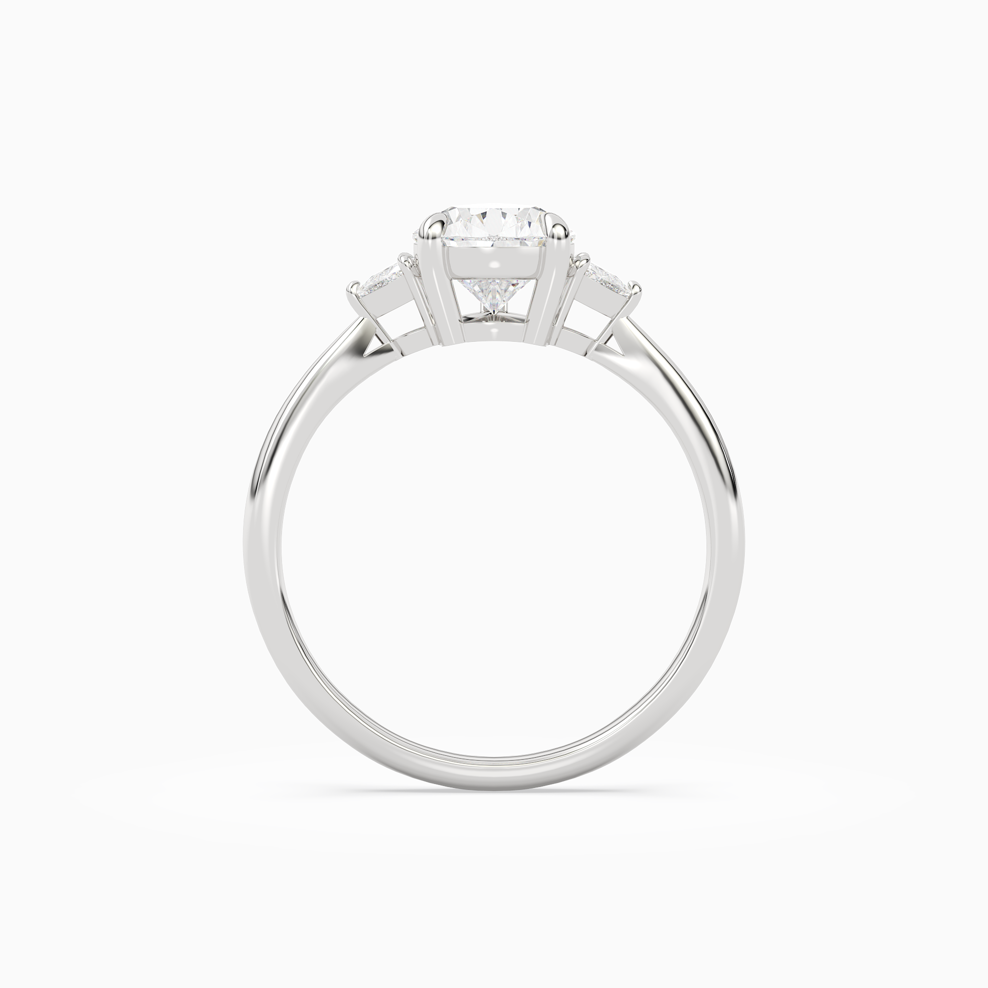 Pear Trillion Three Stone Small Sides in Platinum side profile