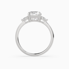 Cushion Pear Side Three Stone Classic in 14K White Gold side profile