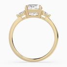 Cushion Pear Side Three Stone Classic in 18K Yellow Gold side profile