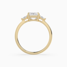 Emerald Pear Side Three Stone Classic in 14K Yellow Gold side profile