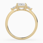 Emerald Pear Side Three Stone Classic in 14K Yellow Gold side profile