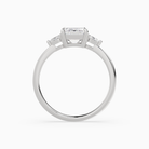 Emerald Pear Side Three Stone Classic in 18K White Gold side profile