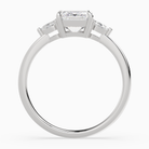 Emerald Pear Side Three Stone Classic in 18K White Gold side profile