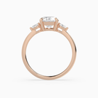 Oval Pear Side Three Stone Classic in 14K Rose Gold side profile