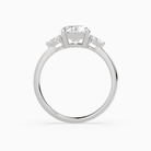Oval Pear Side Three Stone Classic in 14K White Gold side profile