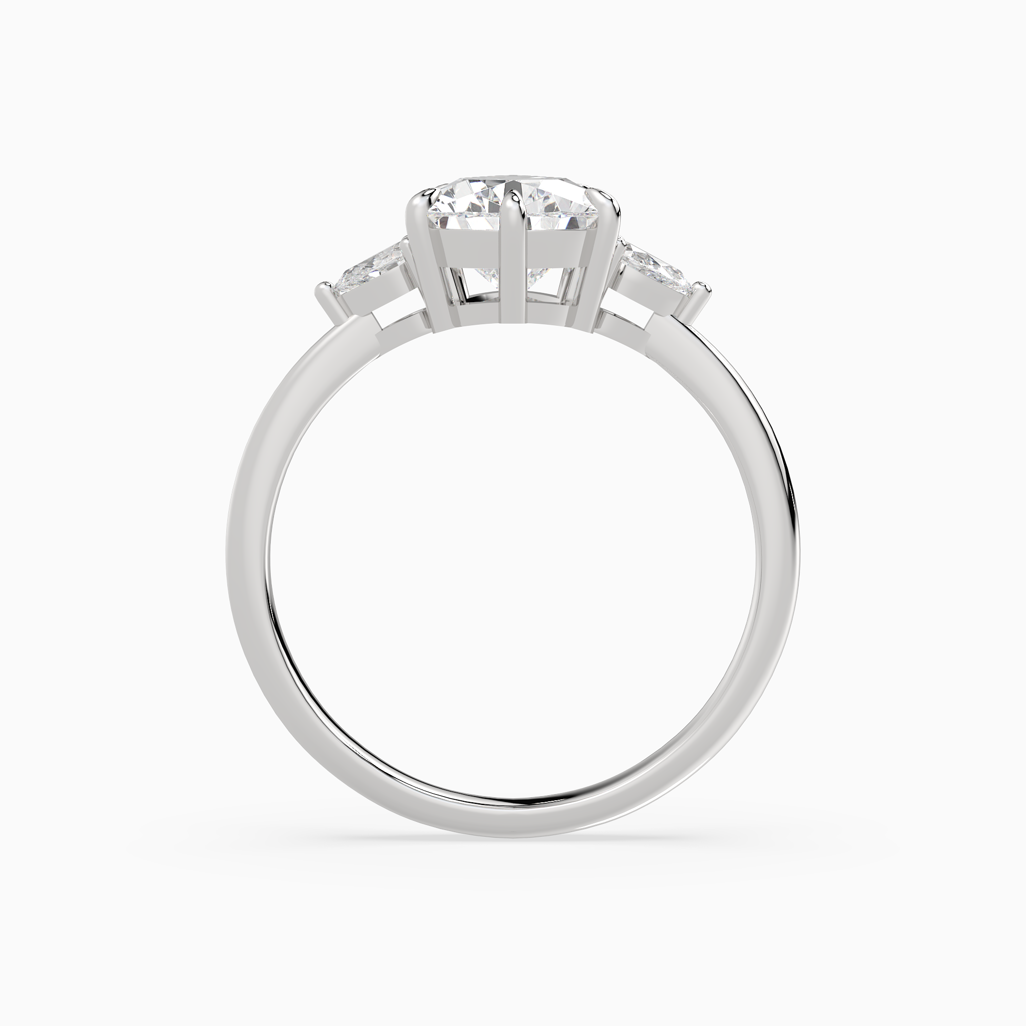 Pear Pear Side Three Stone Classic in 14K White Gold side profile