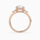 Round Pear Side Three Stone Classic in 14K Rose Gold side profile