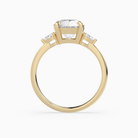 Round Pear Side Three Stone Classic in 14K Yellow Gold side profile