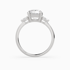 Round Pear Side Three Stone Classic in 18K White Gold side profile