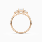 Emerald Round Side Three Stone Pavé in 14K Rose Gold side profile