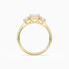 Emerald Round Side Three Stone Pavé in 14K Yellow Gold side profile