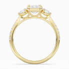Emerald Round Side Three Stone Pavé in 14K Yellow Gold side profile