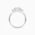 Emerald Round Side Three Stone Pavé in Platinum side profile