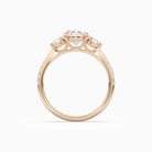 Pear Round Side Three Stone Pavé in 14K Rose Gold side profile