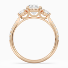 Pear Round Side Three Stone Pavé in 14K Rose Gold side profile