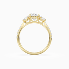 Pear Round Side Three Stone Pavé in 14K Yellow Gold side profile