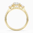 Pear Round Side Three Stone Pavé in 14K Yellow Gold side profile