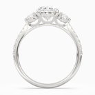 Pear Round Side Three Stone Pavé in Platinum side profile