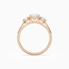 Oval Round Side Three Stone Plain in 14K Rose Gold side profile