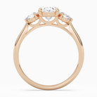 Oval Round Side Three Stone Plain in 14K Rose Gold side profile