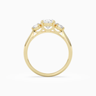 Oval Round Side Three Stone Plain in 14K Yellow Gold side profile