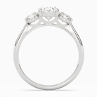 Oval Round Side Three Stone Plain in 18K White Gold side profile
