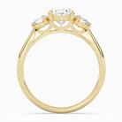 Oval Round Side Three Stone Plain in 18K Yellow Gold side profile