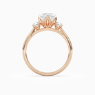 Heart Pear Three-Stone with Round Sides in 14K Rose Gold side profile