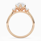 Heart Pear Three-Stone with Round Sides in 14K Rose Gold side profile