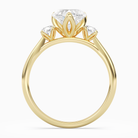 Heart Pear Three-Stone with Round Sides in 14K Yellow Gold side profile