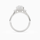 Heart Pear Three-Stone with Round Sides in Platinum side profile